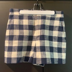 Zara knit white & navy checkered shorts/ Size M